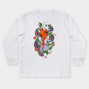 Koi Fish Pond Kids Long Sleeve T-Shirt